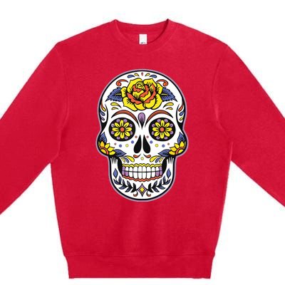 Day Of The Dead Dia De Los Muertos Floral Sugar Skull Premium Crewneck Sweatshirt