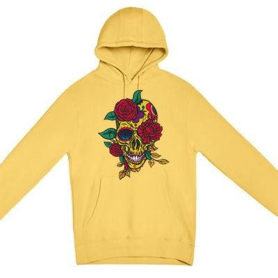 Day Of The Dead Rose Skull Premium Pullover Hoodie