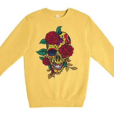 Day Of The Dead Rose Skull Premium Crewneck Sweatshirt