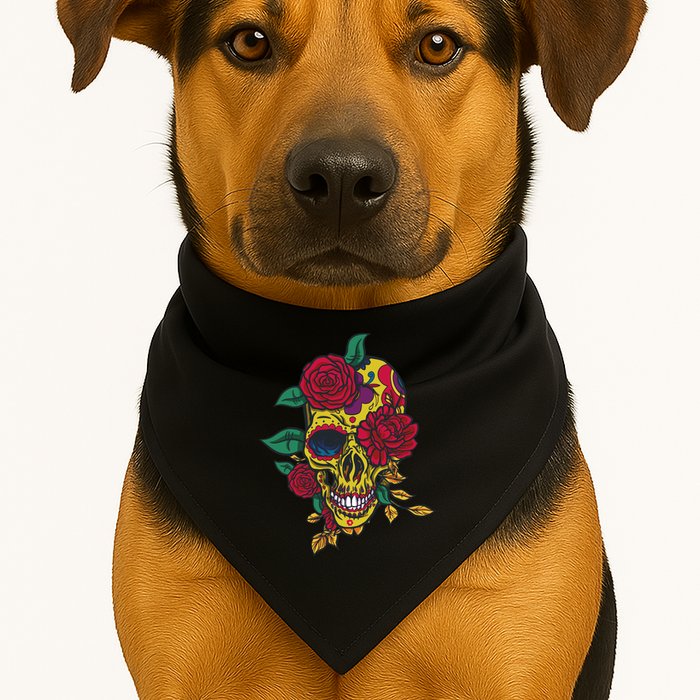 Day Of The Dead Rose Skull USA-Made Doggie Bandana