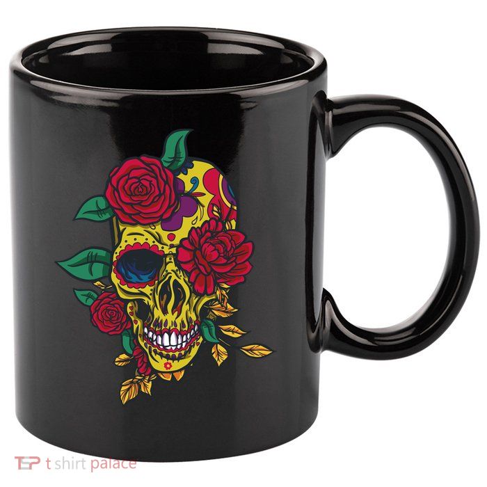 Day Of The Dead Rose Skull 11oz C Handle Ceramic Mug