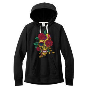 Day Of The Dead Rose Skull Women's Fleece Hoodie