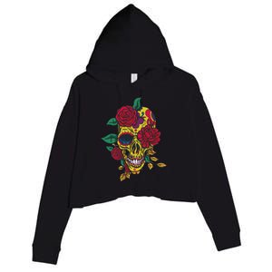 Day Of The Dead Rose Skull Crop Fleece Hoodie