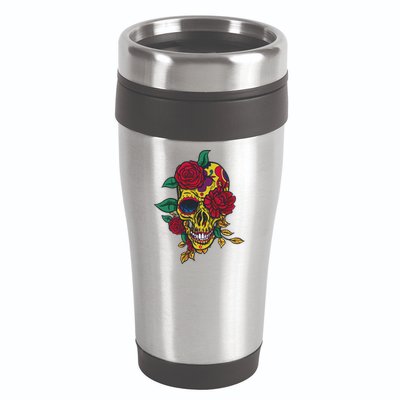 Day Of The Dead Rose Skull 16oz Travel Tumbler