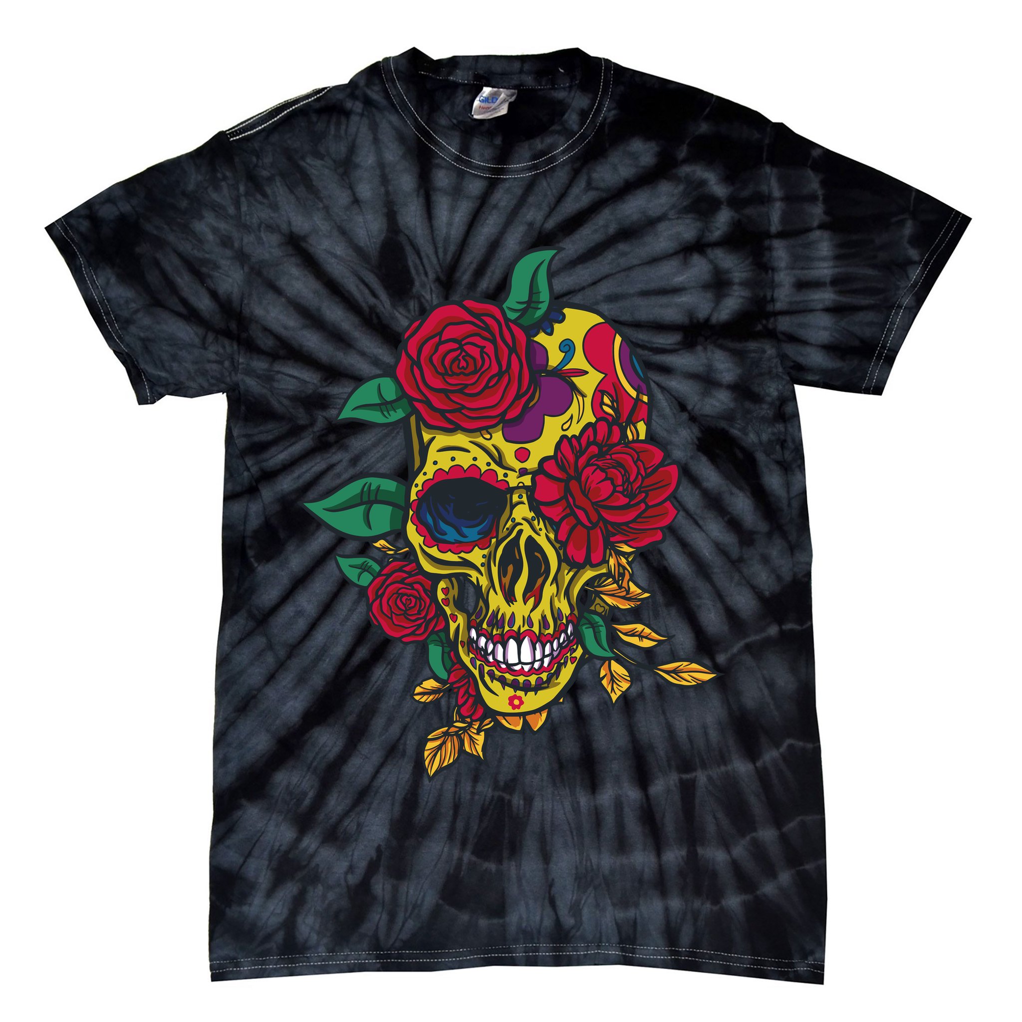 Day Of The Dead Rose Skull Tie-Dye T-Shirt
