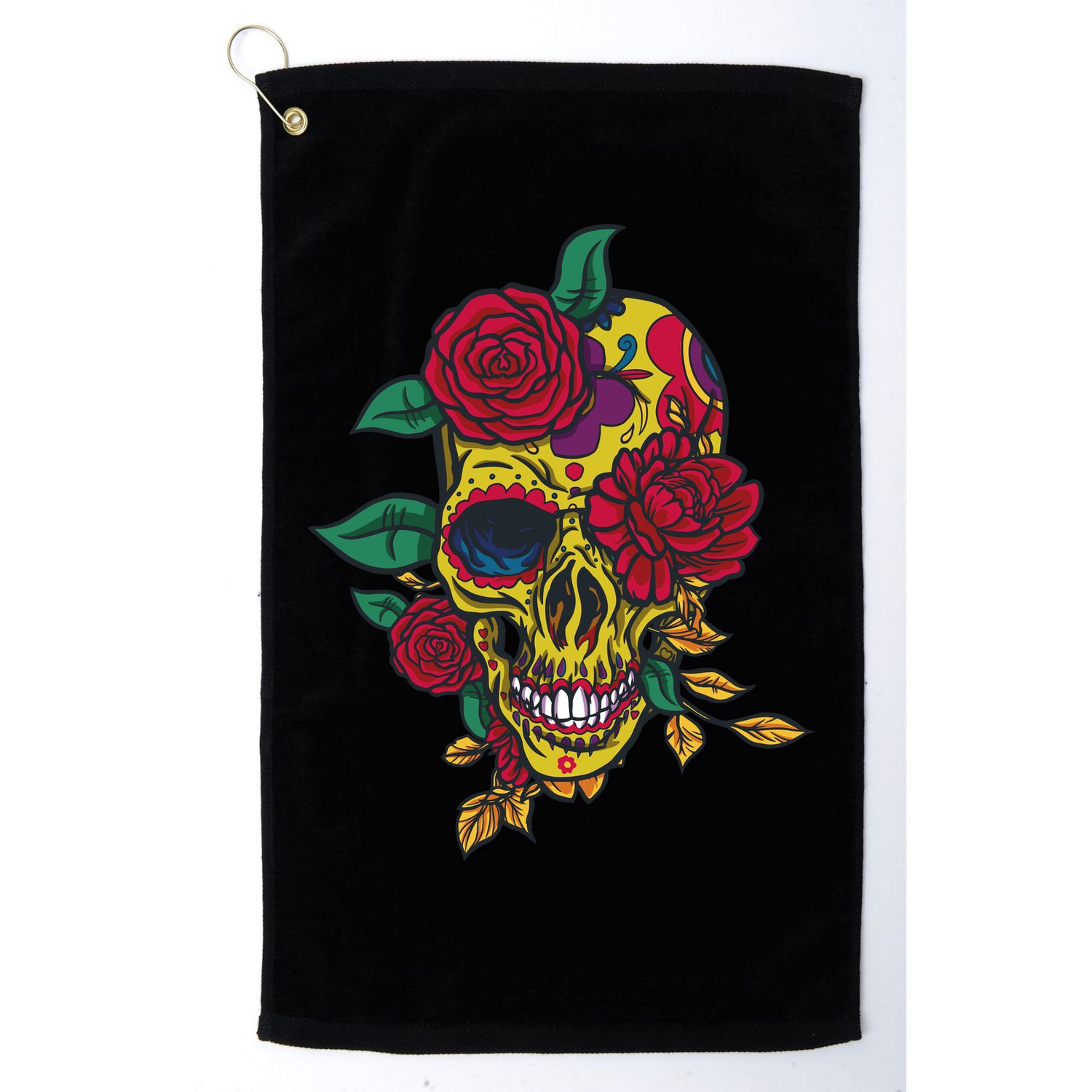 Day Of The Dead Rose Skull Golf Towel