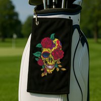 Day Of The Dead Rose Skull Golf Towel