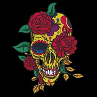 Day Of The Dead Rose Skull Cropped Pullover Crew