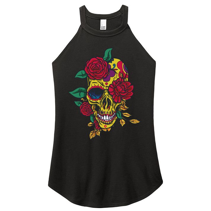 Day Of The Dead Rose Skull Women's Perfect Tri Rocker Tank