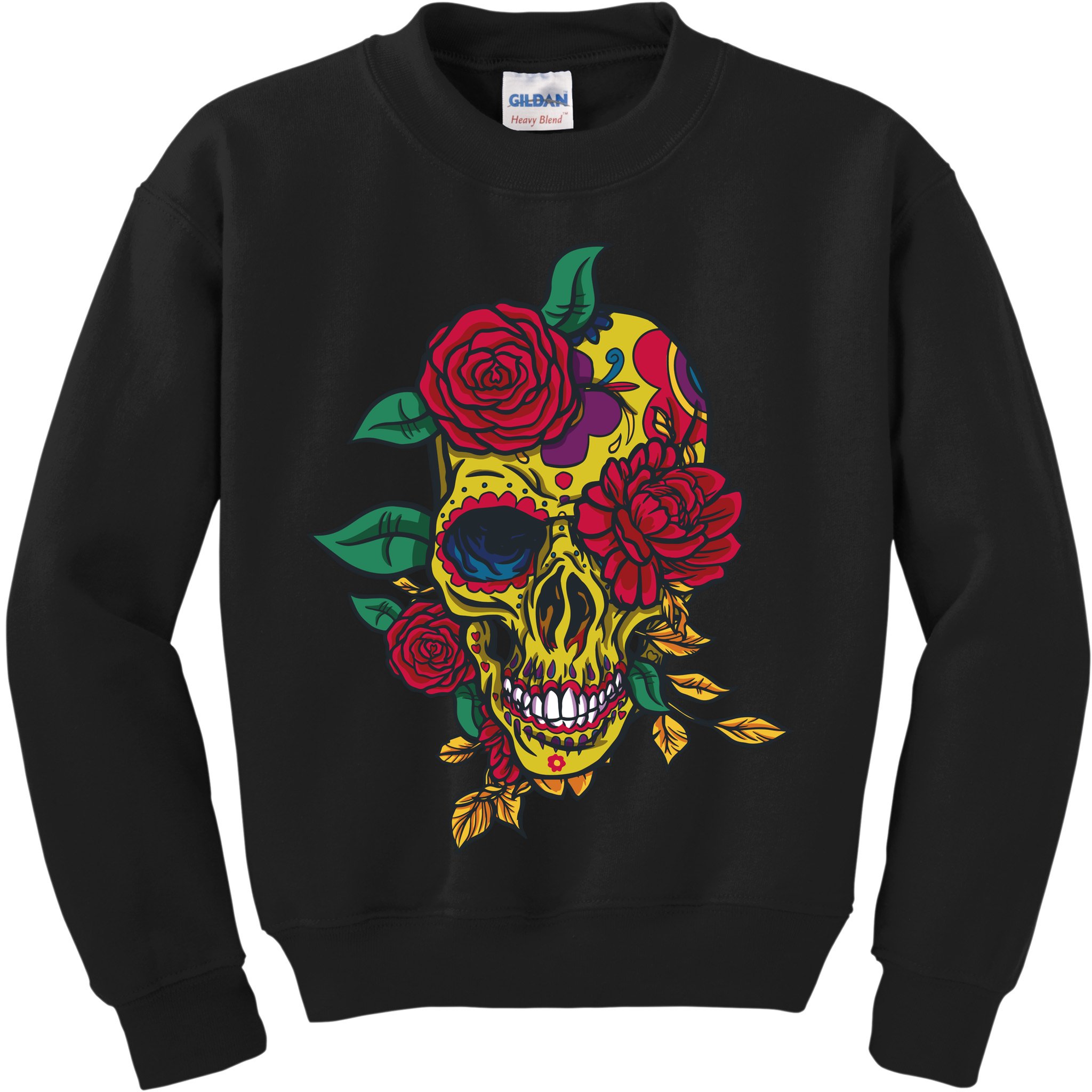 Day Of The Dead Rose Skull Kids Sweatshirt