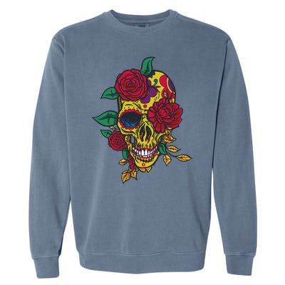 Day Of The Dead Rose Skull Garment-Dyed Sweatshirt