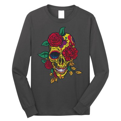 Day Of The Dead Rose Skull Long Sleeve Shirt