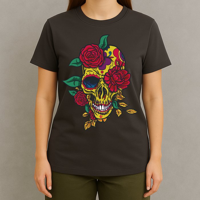 Day Of The Dead Rose Skull T-Shirt