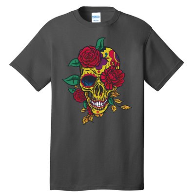 Day Of The Dead Rose Skull Tall T-Shirt