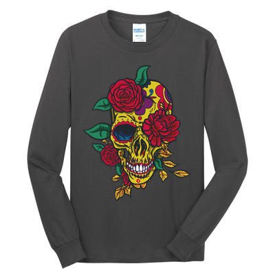 Day Of The Dead Rose Skull Tall Long Sleeve T-Shirt