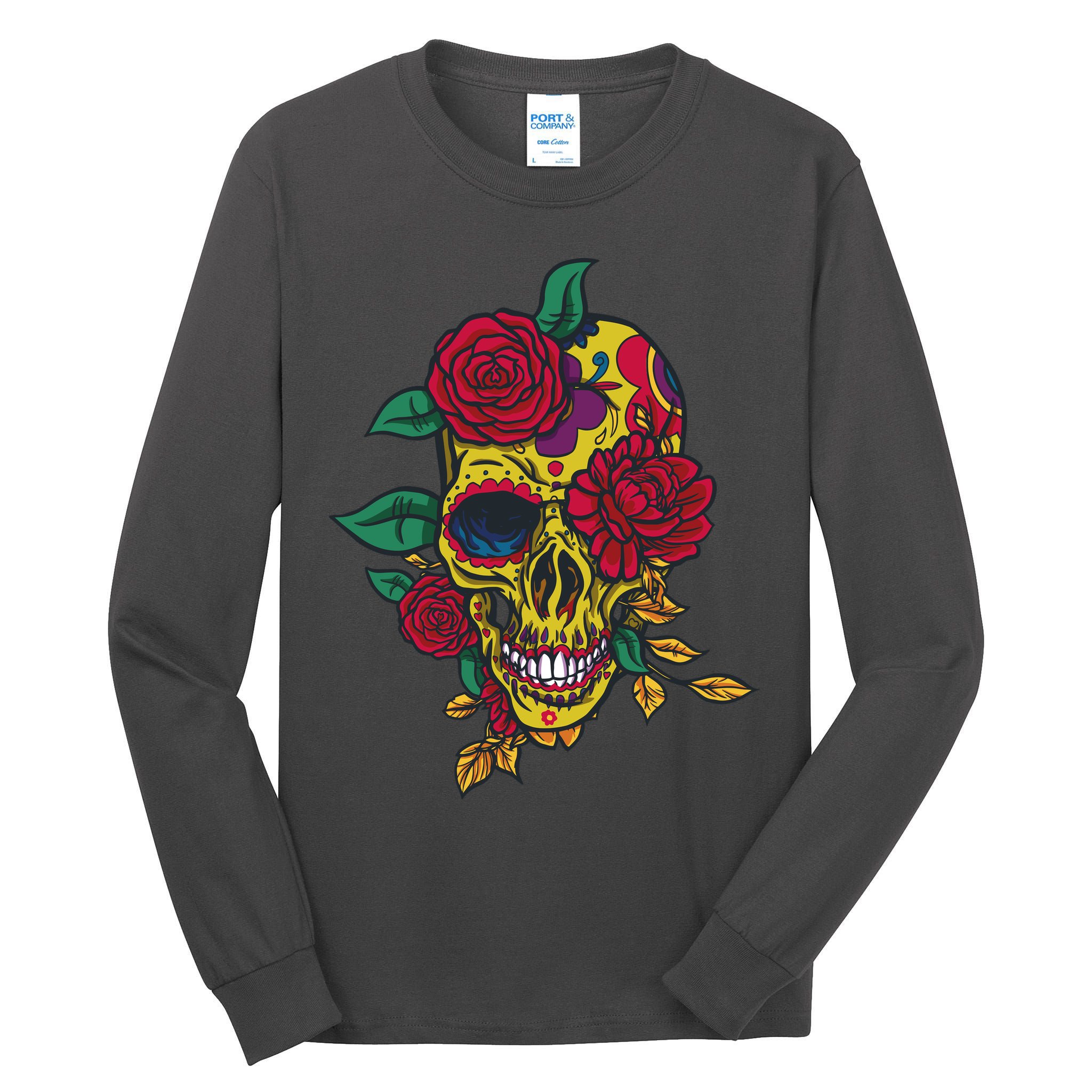 Day Of The Dead Rose Skull Tall Long Sleeve T-Shirt