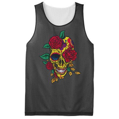 Day Of The Dead Rose Skull Mesh Reversible Basketball Jersey Tank