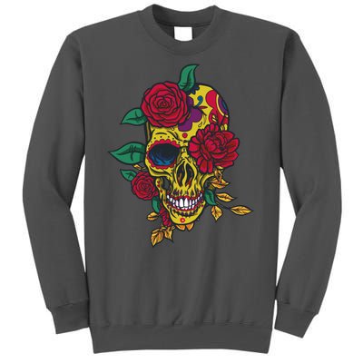 Day Of The Dead Rose Skull Tall Sweatshirt