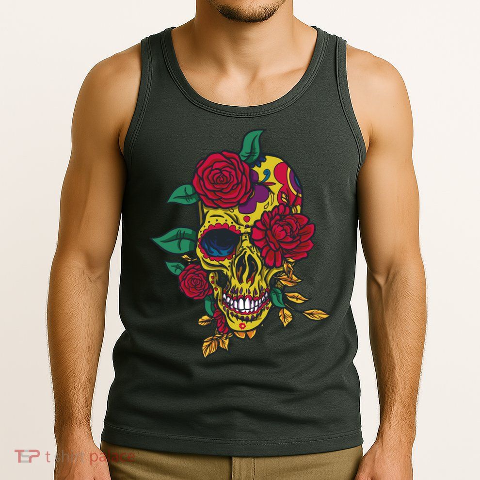 Day Of The Dead Rose Skull Tank Top