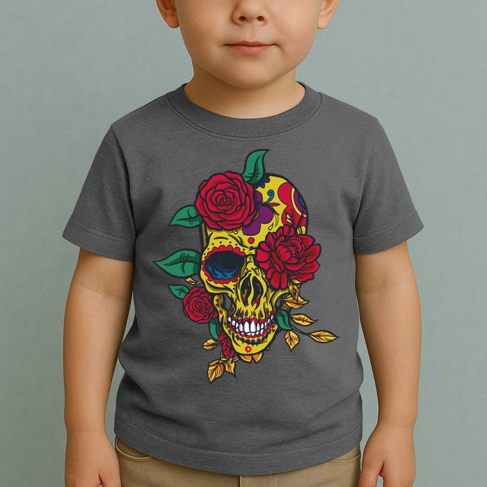 Day Of The Dead Rose Skull Toddler T-Shirt