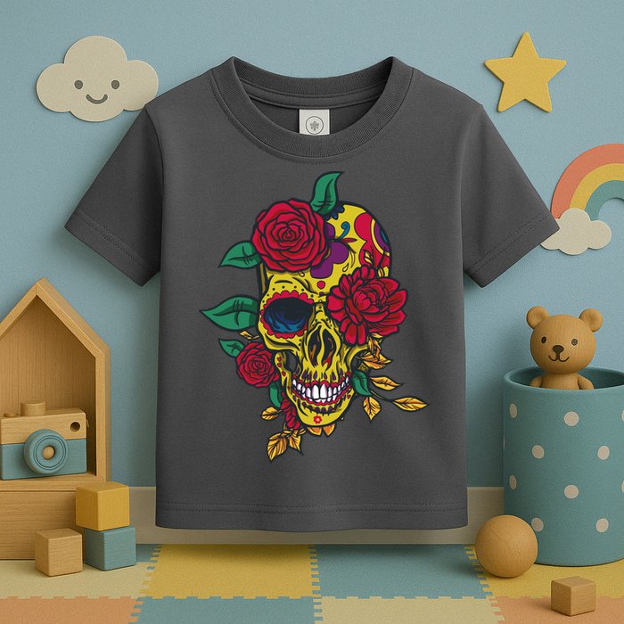 Day Of The Dead Rose Skull Toddler T-Shirt
