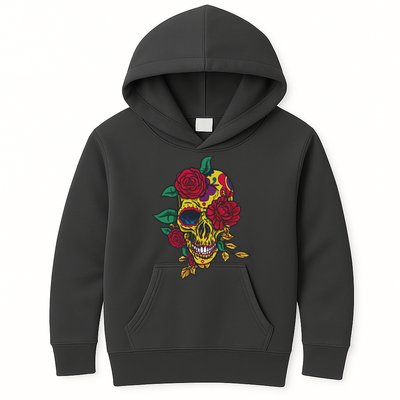 Day Of The Dead Rose Skull Kids Hoodie