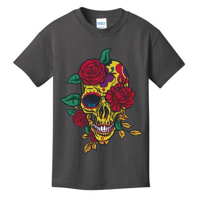 Day Of The Dead Rose Skull Kids T-Shirt