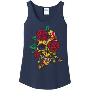 Day Of The Dead Rose Skull Ladies Essential Tank