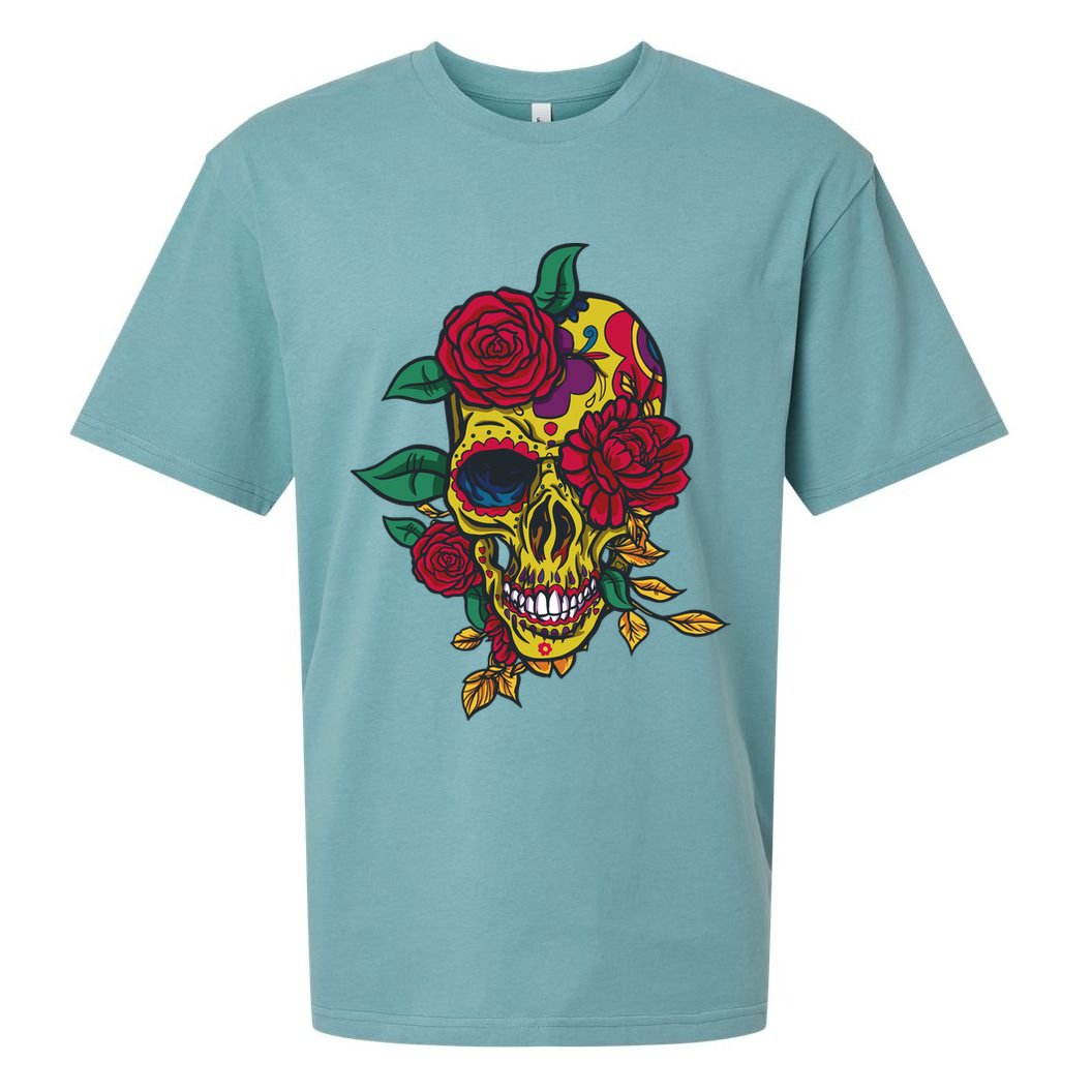 Day Of The Dead Rose Skull Sueded Cloud Jersey T-Shirt