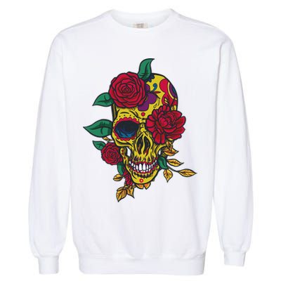 Day Of The Dead Rose Skull Garment-Dyed Sweatshirt