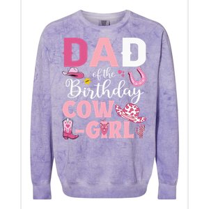 Dad Of The Birthday Cowgirl Rodeo Party Bday Girl Party Colorblast Crewneck Sweatshirt