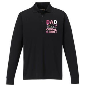 Dad Of The Birthday Cowgirl Rodeo Party Bday Girl Party Performance Long Sleeve Polo