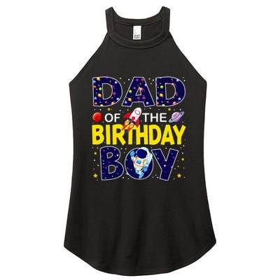 Dad Of The Birthday Boy Outer Space Bday Women's Perfect Tri Rocker Tank
