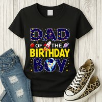 Dad Of The Birthday Boy Outer Space Bday Womens T-Shirt