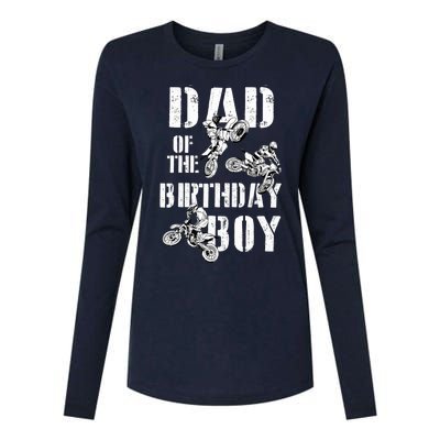 Dad Of The Birthday Boy Dirt Bike Womens Cotton Relaxed Long Sleeve T-Shirt