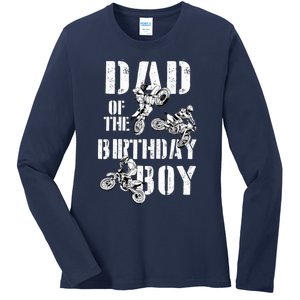 Dad Of The Birthday Boy Dirt Bike Ladies Long Sleeve Shirt