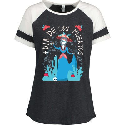 Day Of The Dead Dia De Los Muertos Enza Ladies Jersey Colorblock Tee