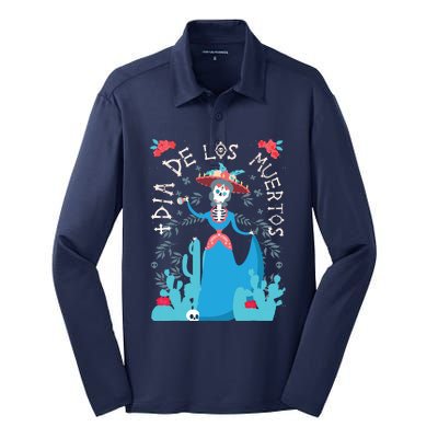 Day Of The Dead Dia De Los Muertos Silk Touch Performance Long Sleeve Polo