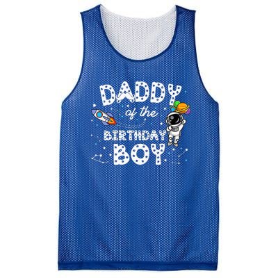 Dad Of The Birthday Astronaut Space Theme Birthday Gift Mesh Reversible Basketball Jersey Tank