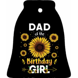 Dad Of The Birthday Sunflower Party Family Matching Ceramic Bell Ornament