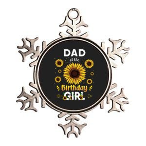 Dad Of The Birthday Sunflower Party Family Matching Metallic Star Ornament