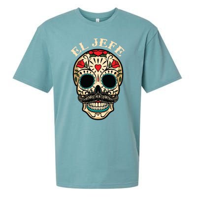 Day Of The Dead Mexico El Jefe Boss Sugar Skull Halloween Sueded Cloud Jersey T-Shirt