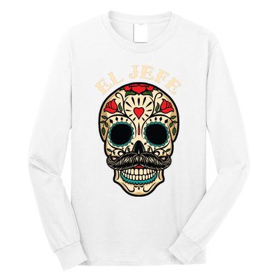 Day Of The Dead Mexico El Jefe Boss Sugar Skull Halloween Long Sleeve Shirt