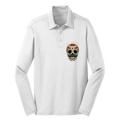 Day Of The Dead Mexico El Jefe Boss Sugar Skull Halloween Silk Touch Performance Long Sleeve Polo