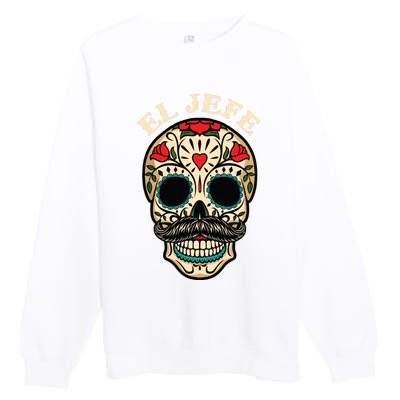 Day Of The Dead Mexico El Jefe Boss Sugar Skull Halloween Premium Crewneck Sweatshirt