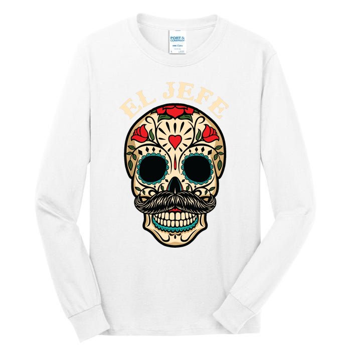 Day Of The Dead Mexico El Jefe Boss Sugar Skull Halloween Tall Long Sleeve T-Shirt