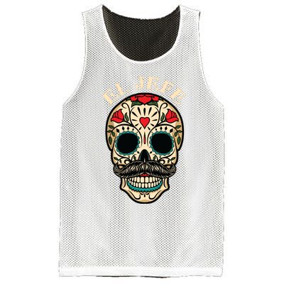 Day Of The Dead Mexico El Jefe Boss Sugar Skull Halloween Mesh Reversible Basketball Jersey Tank