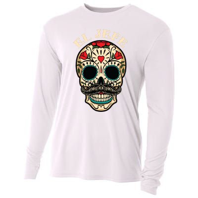 Day Of The Dead Mexico El Jefe Boss Sugar Skull Halloween Cooling Performance Long Sleeve Crew