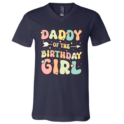 Daddy Of The Birthday Girl Dad Matching Birthday V-Neck T-Shirt