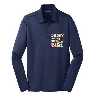 Daddy Of The Birthday Girl Dad Matching Birthday Silk Touch Performance Long Sleeve Polo